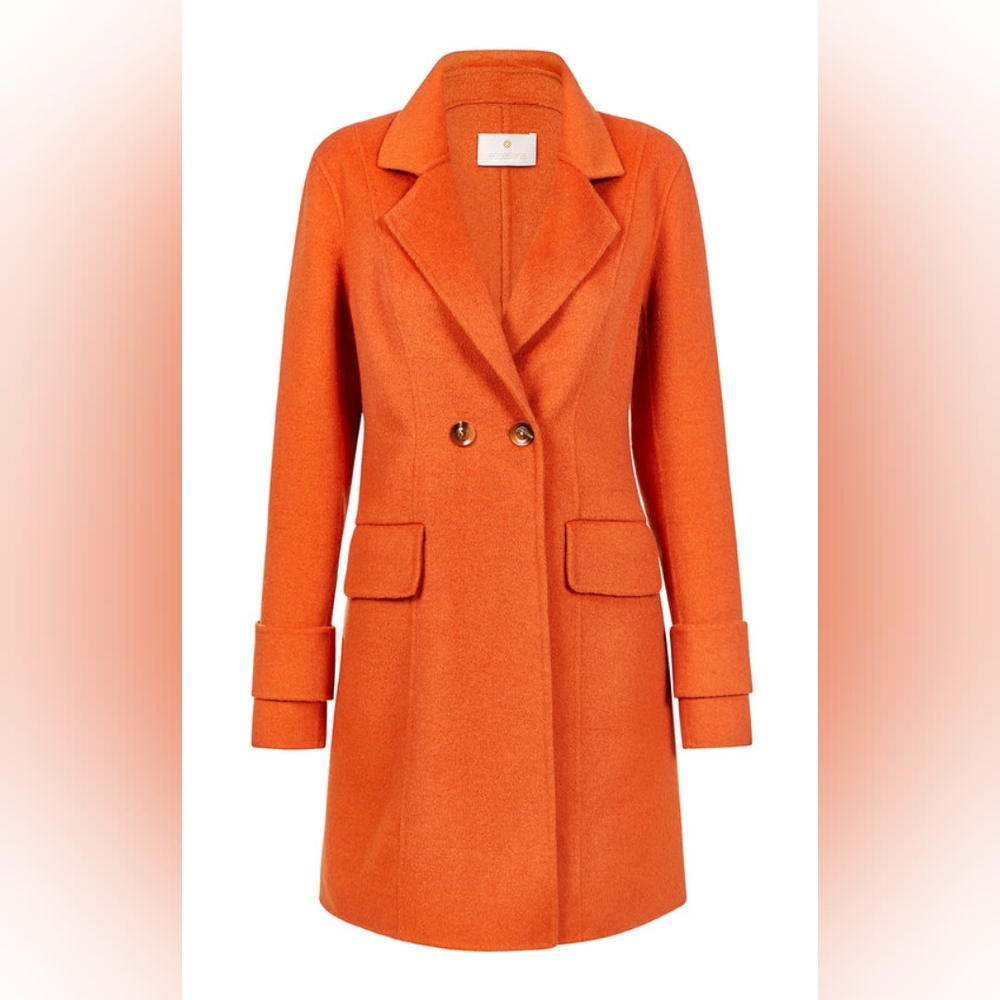 Etcetera Romanticist Double-Faced Orange Wool-Blend Coat Size 10 $475